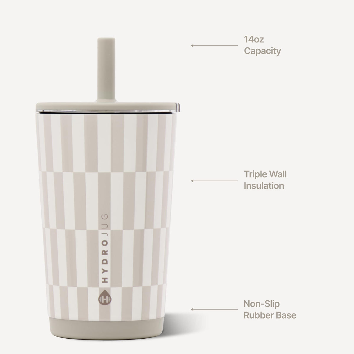 HydroJug Everyday Tumbler 20 oz, Ceramic-Lined Straw Cup, Linen