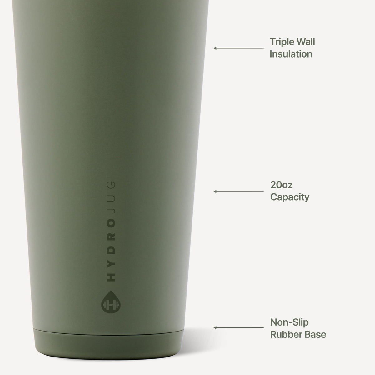 HydroJug Everyday Tumbler 20 oz, Ceramic-Lined Straw Cup, Linen