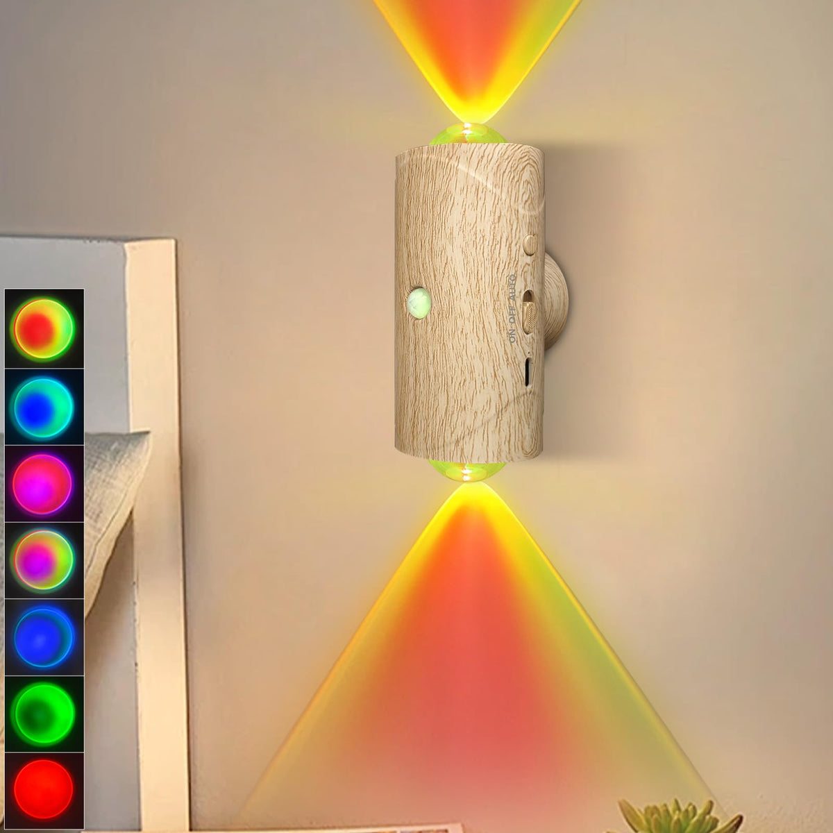 Rechargeable Motion Sensor Light Indoor, Magnetic RGB Wall Sconces 2 Pack