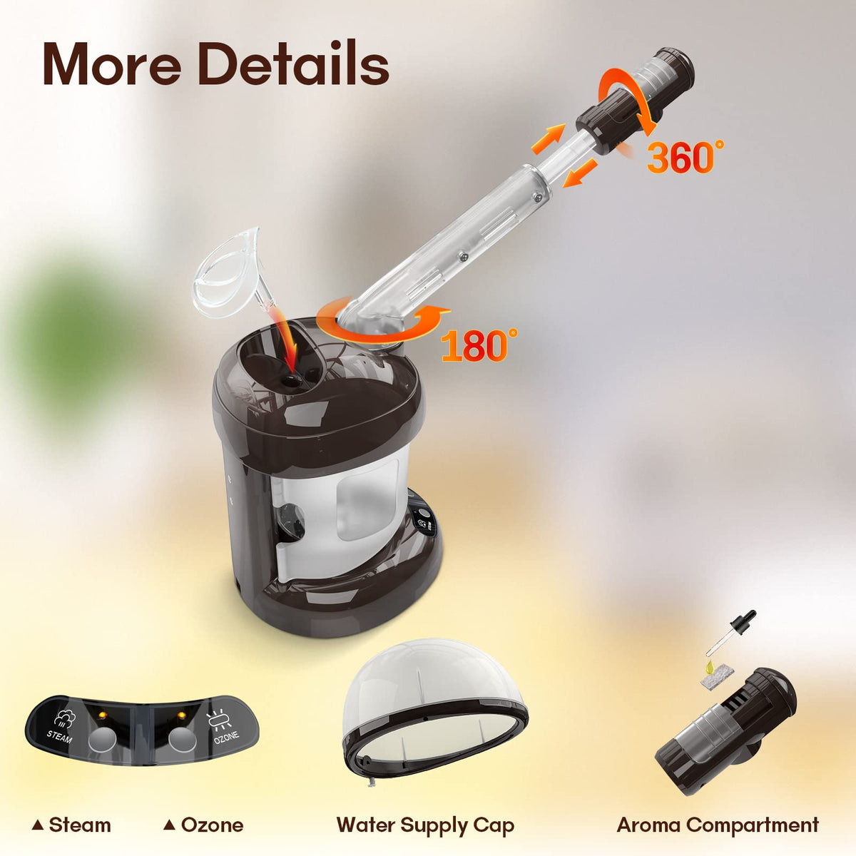 2 in 1 Hair Steamer for Natural Hair & Ozone Facial Steamer