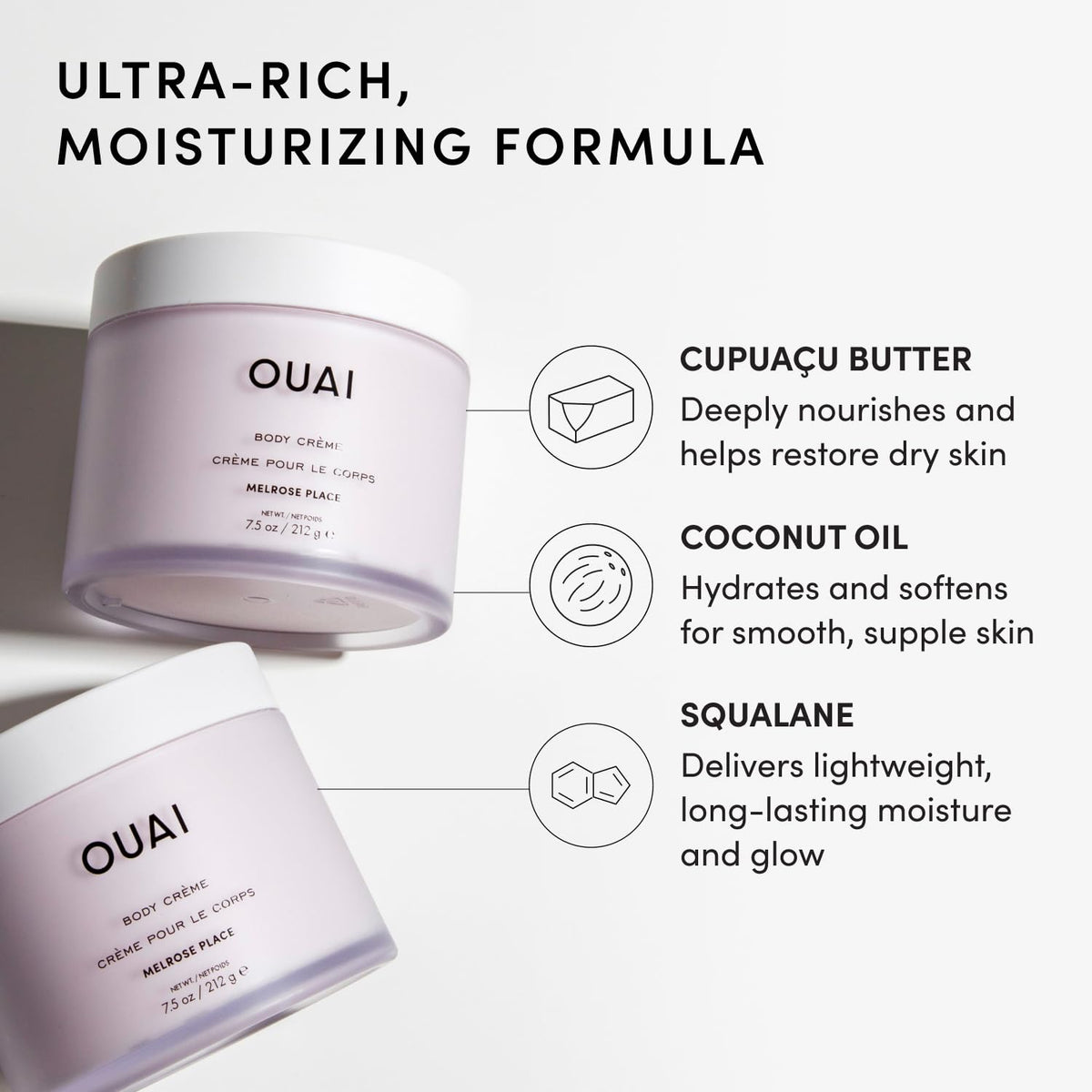 OUAI Body Cream - Hydrating Whipped Body Cream - St. Barts (7.5 oz)