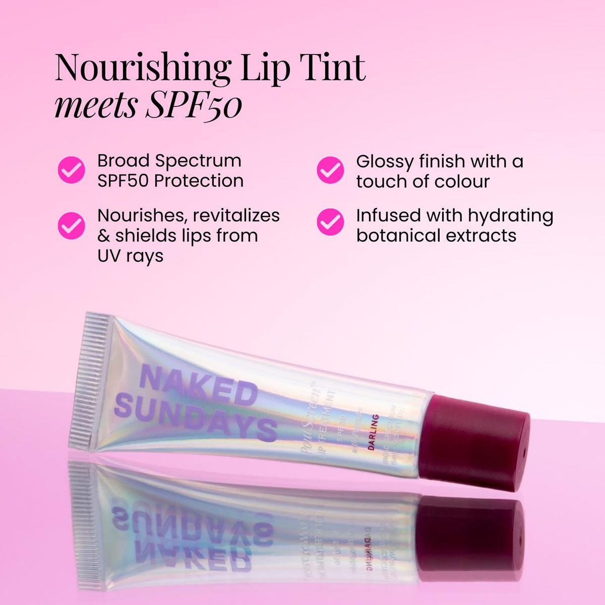 Naked Sundays SPF 50 Tinted Lip Balm, Darling 15ml
