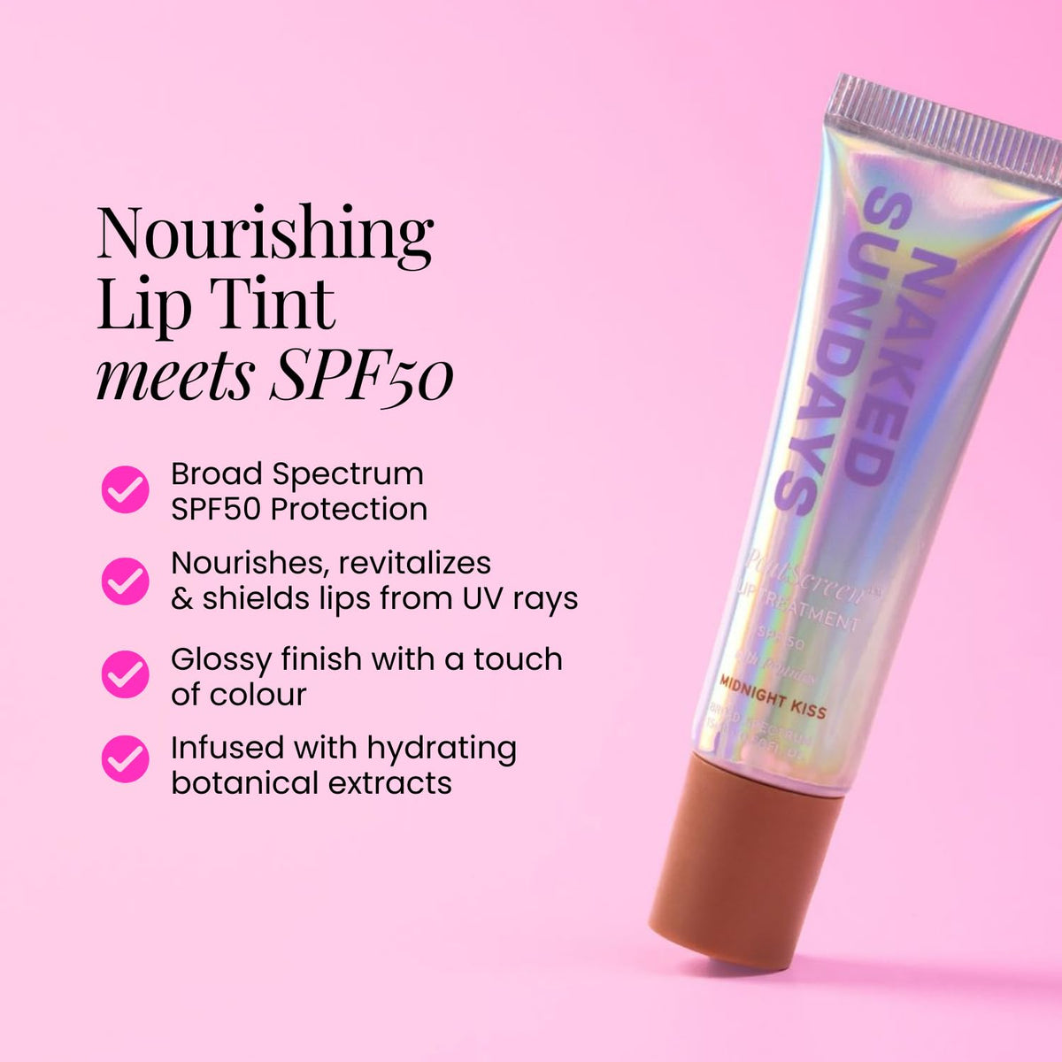 Naked Sundays SPF 50 Tinted Lip Balm, Darling 15ml
