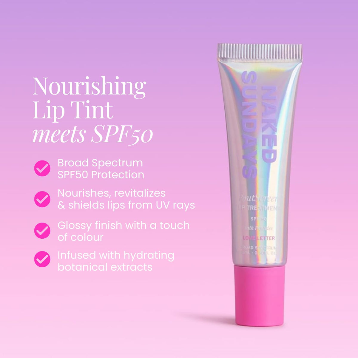 Naked Sundays SPF 50 Tinted Lip Balm, Darling 15ml