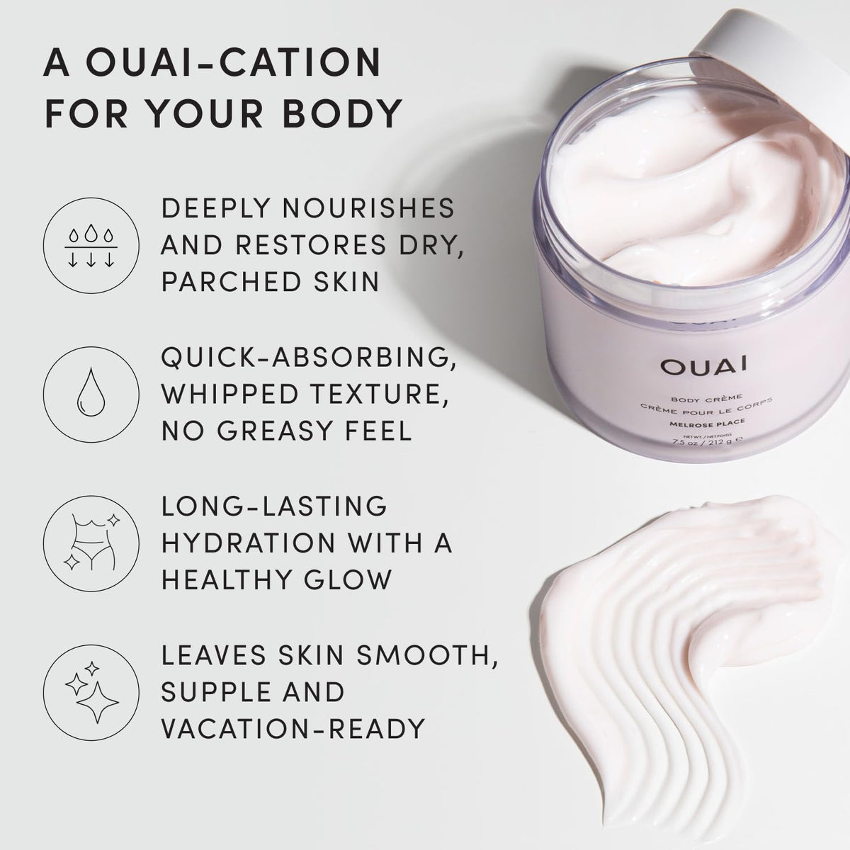OUAI Body Cream - Hydrating Whipped Body Cream - St. Barts (7.5 oz)