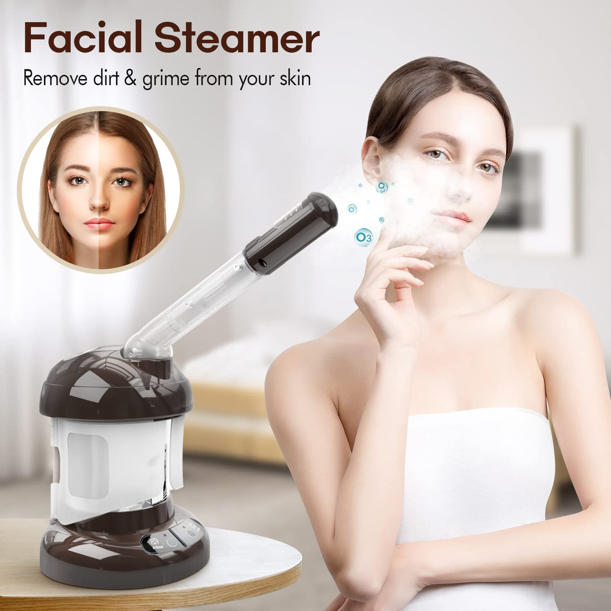 2 in 1 Hair Steamer for Natural Hair & Ozone Facial Steamer