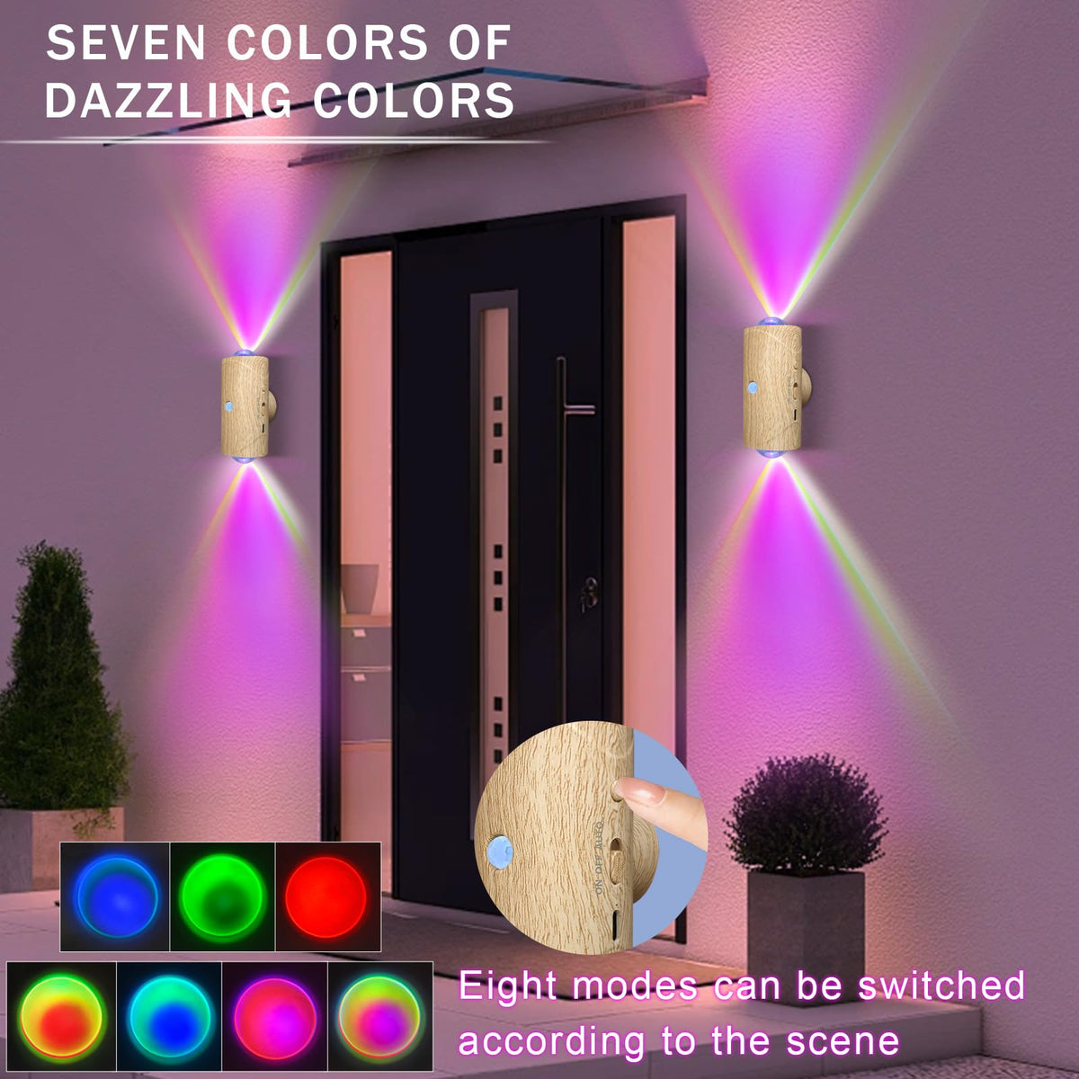 Rechargeable Motion Sensor Light Indoor, Magnetic RGB Wall Sconces 2 Pack