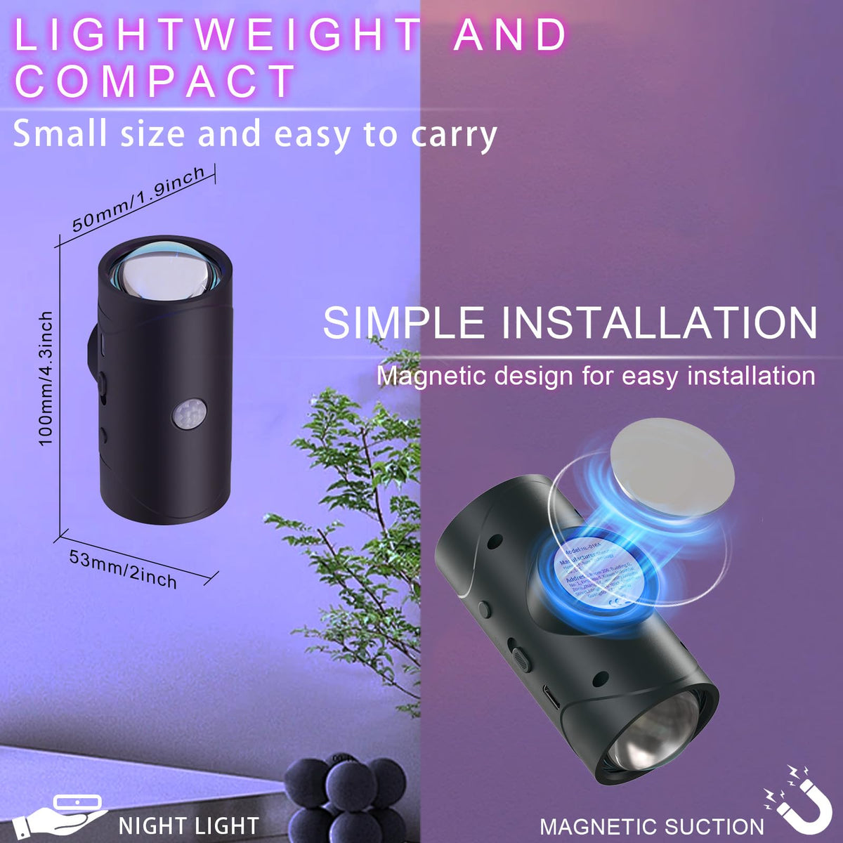 Rechargeable Motion Sensor Light Indoor, Magnetic RGB Wall Sconces 2 Pack