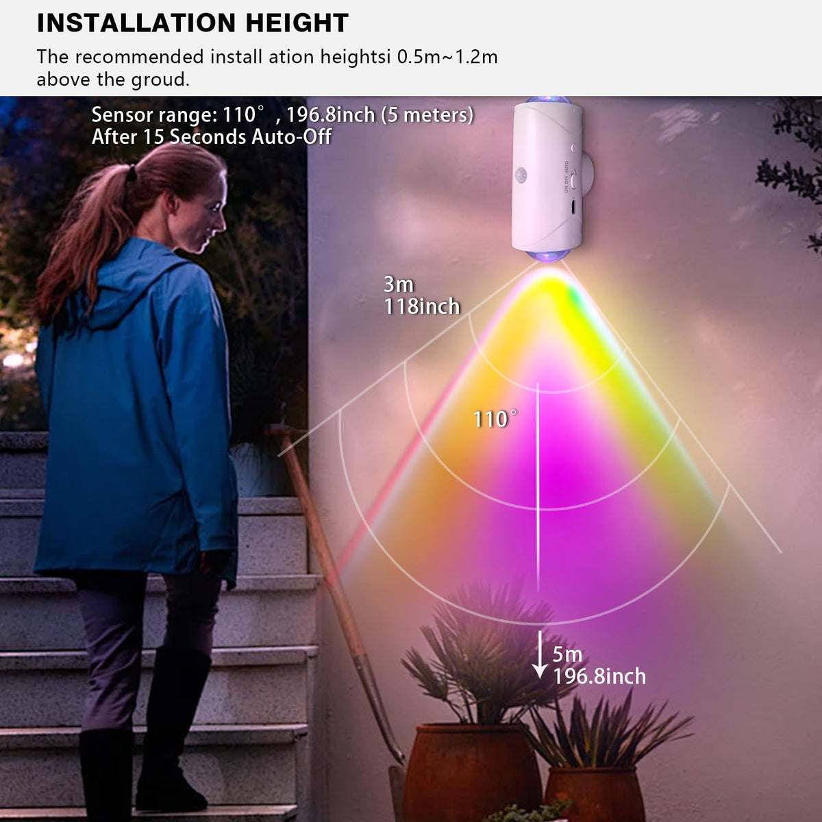 Rechargeable Motion Sensor Light Indoor, Magnetic RGB Wall Sconces 2 Pack