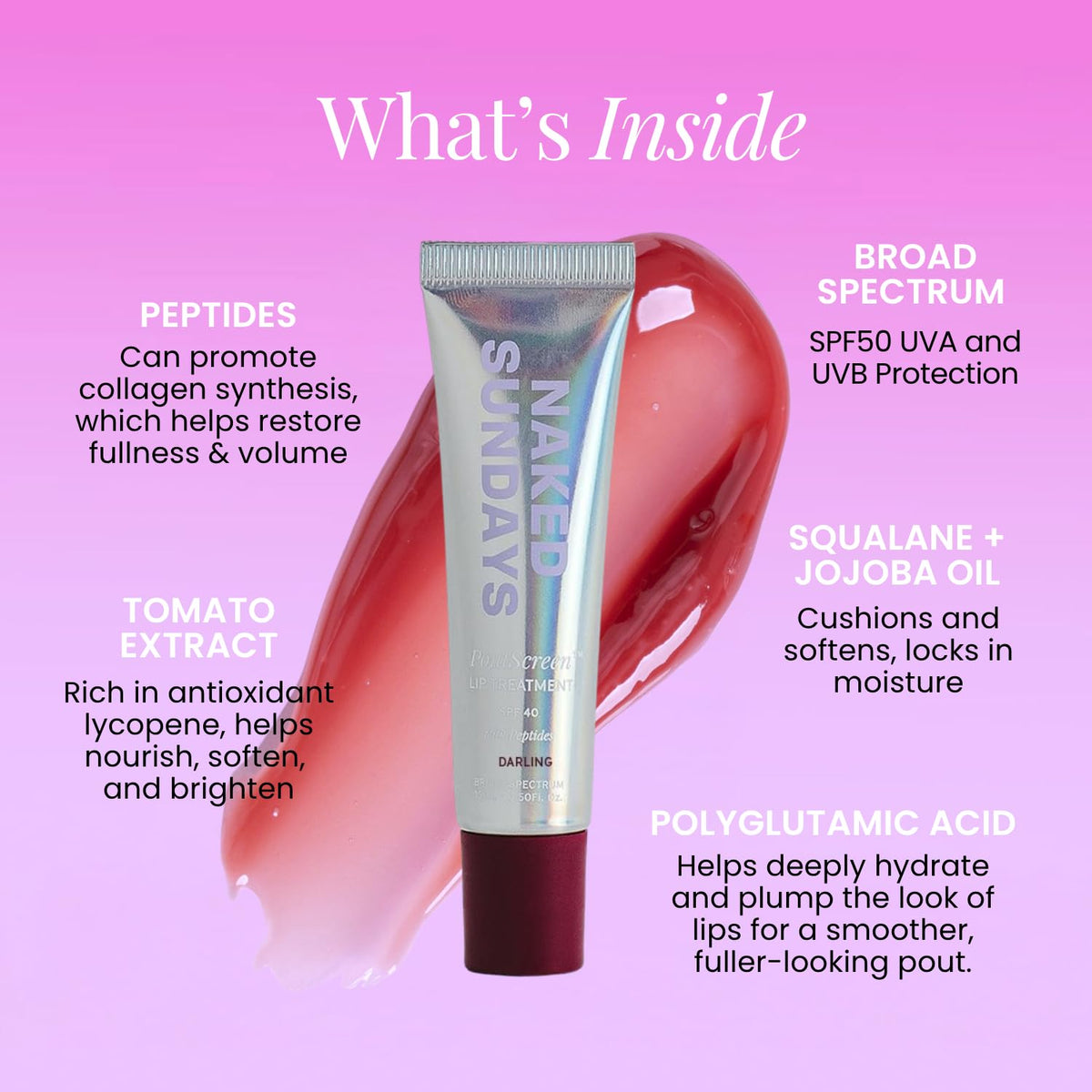 Naked Sundays SPF 50 Tinted Lip Balm, Darling 15ml