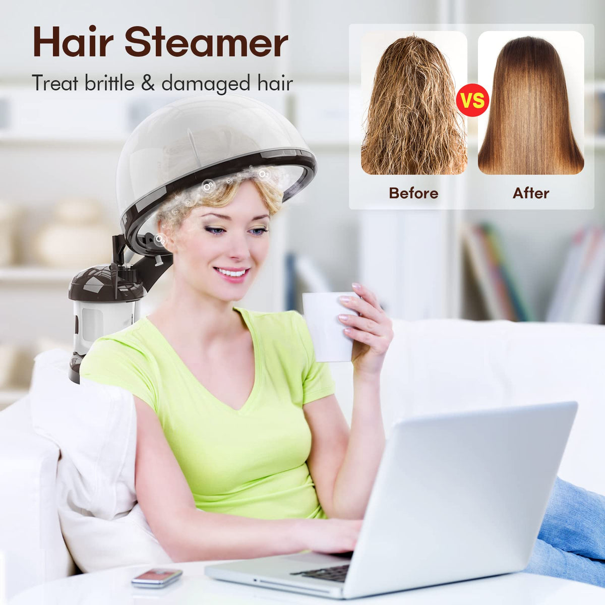2 in 1 Hair Steamer for Natural Hair & Ozone Facial Steamer