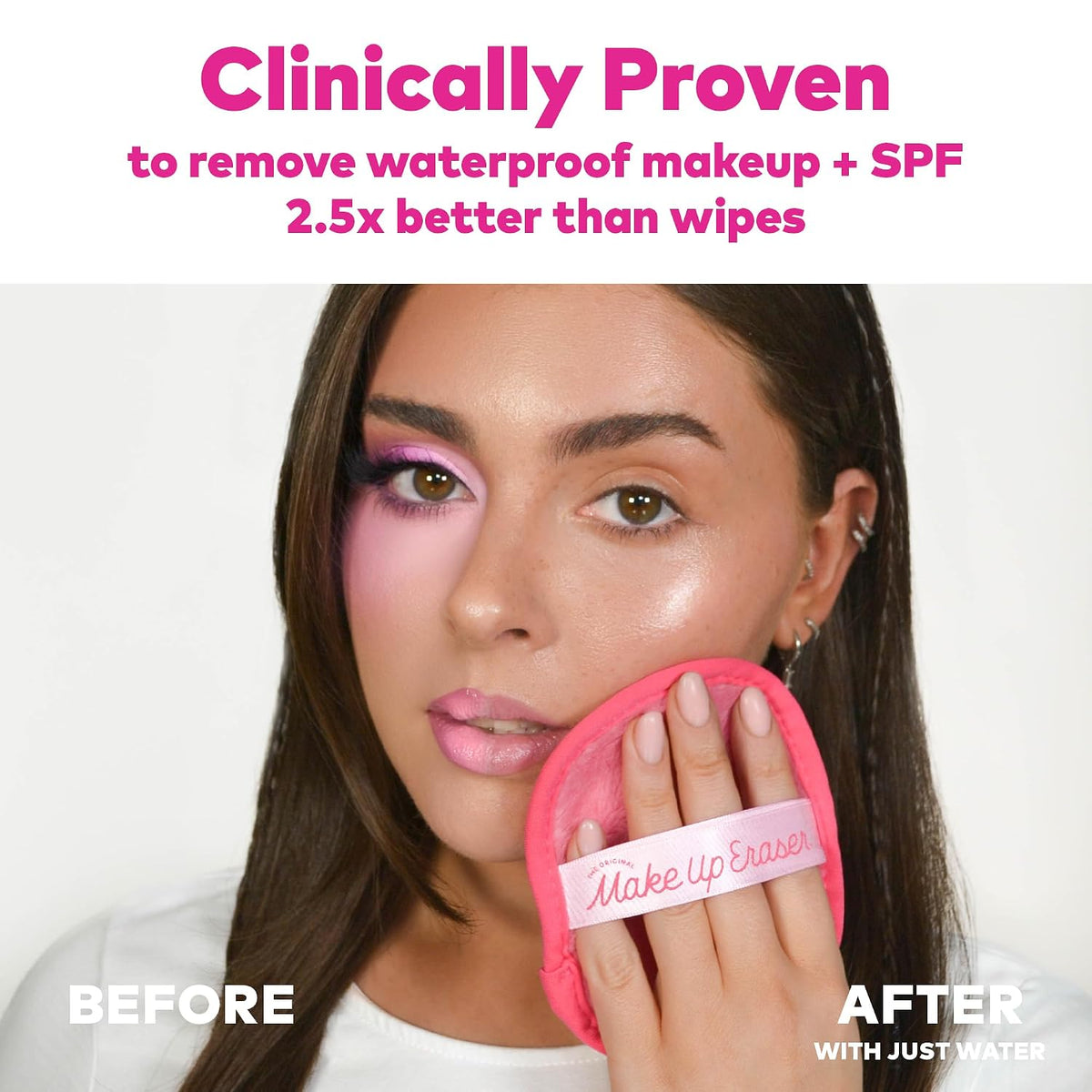 The Original MakeUp Eraser 7-Day Set, Erase All Makeup with Just Water, Including Waterproof Mascara, Eyeliner, Foundation, Lipstick, Sunscreen, and More! Original Pink, 7ct.