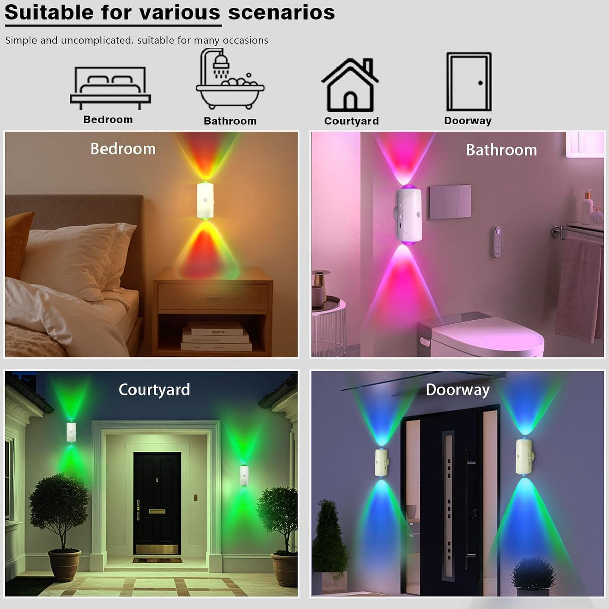 Rechargeable Motion Sensor Light Indoor, Magnetic RGB Wall Sconces 2 Pack