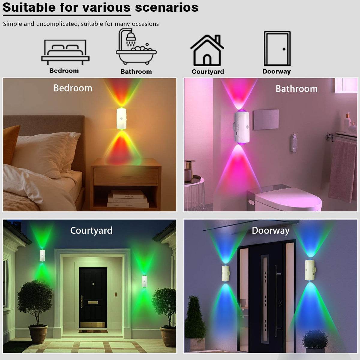 Rechargeable Motion Sensor Light Indoor, Magnetic RGB Wall Sconces 2 Pack