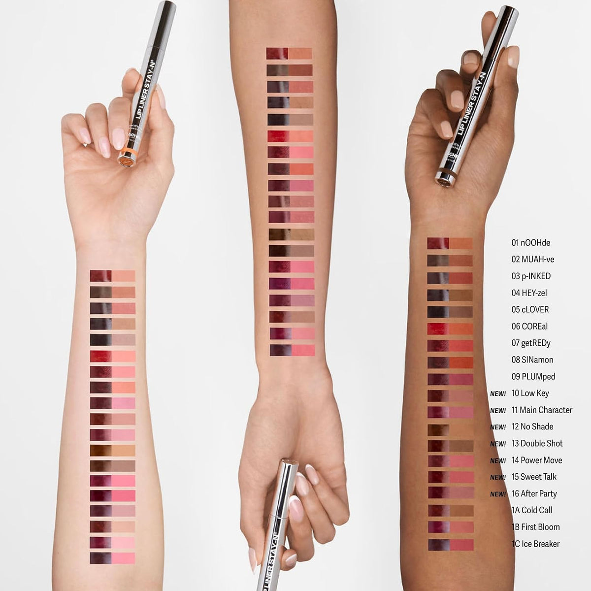 Sacheu Lip Liner STAY-N Peel Off Lip Stain Set, Core Bundle, 3-Pack