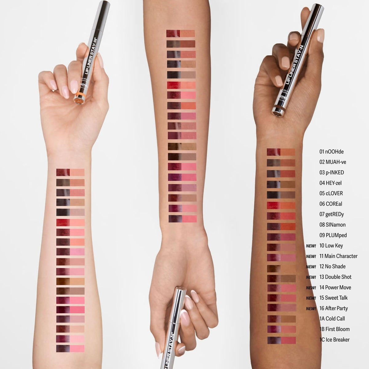 Sacheu Lip Liner STAY-N Peel Off Lip Stain Set, Core Bundle, 3-Pack