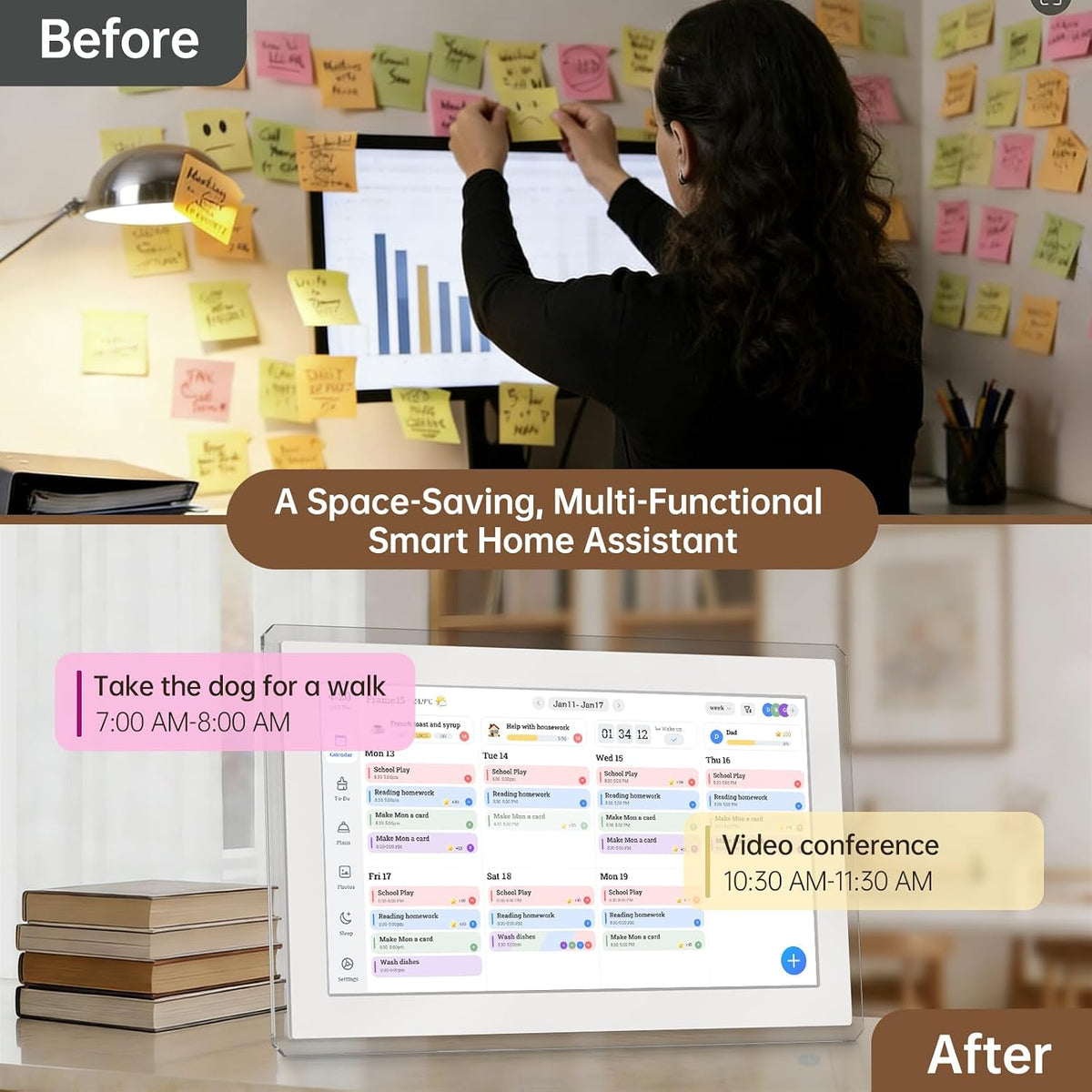 15.6" Digital Calendar Wall Touch Screen, Chore Chart, Photo Frame, Refills