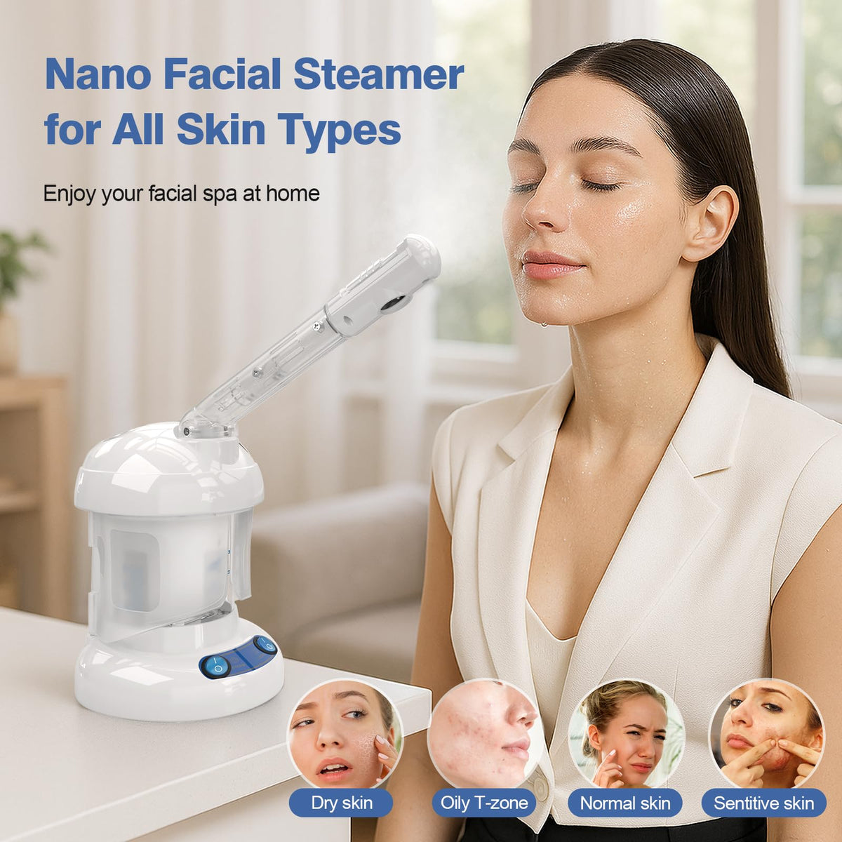 2 in 1 Hair Steamer for Natural Hair & Ozone Facial Steamer