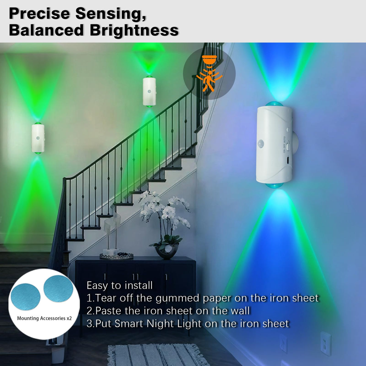 Rechargeable Motion Sensor Light Indoor, Magnetic RGB Wall Sconces 2 Pack
