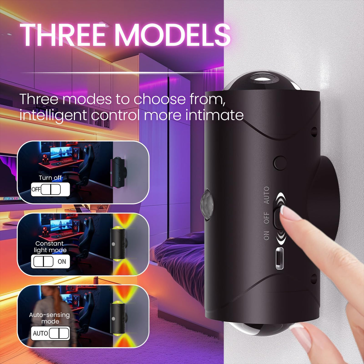 Rechargeable Motion Sensor Light Indoor, Magnetic RGB Wall Sconces 2 Pack