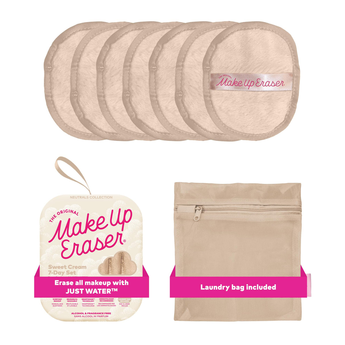 The Original MakeUp Eraser 7-Day Set, Erase All Makeup with Just Water, Including Waterproof Mascara, Eyeliner, Foundation, Lipstick, Sunscreen, and More! Original Pink, 7ct.