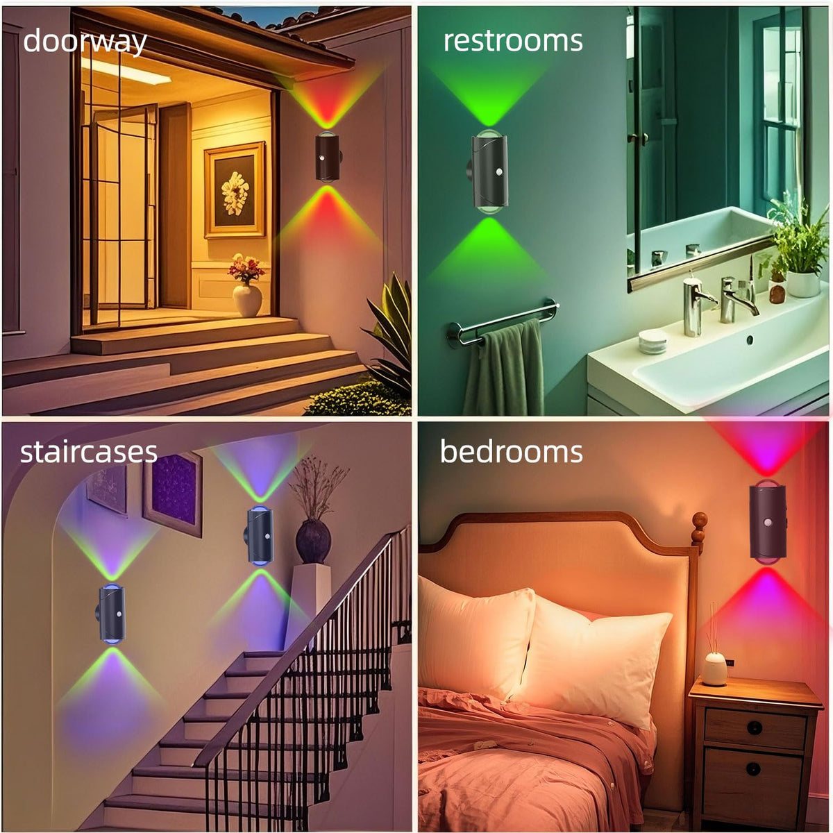 Rechargeable Motion Sensor Light Indoor, Magnetic RGB Wall Sconces 2 Pack