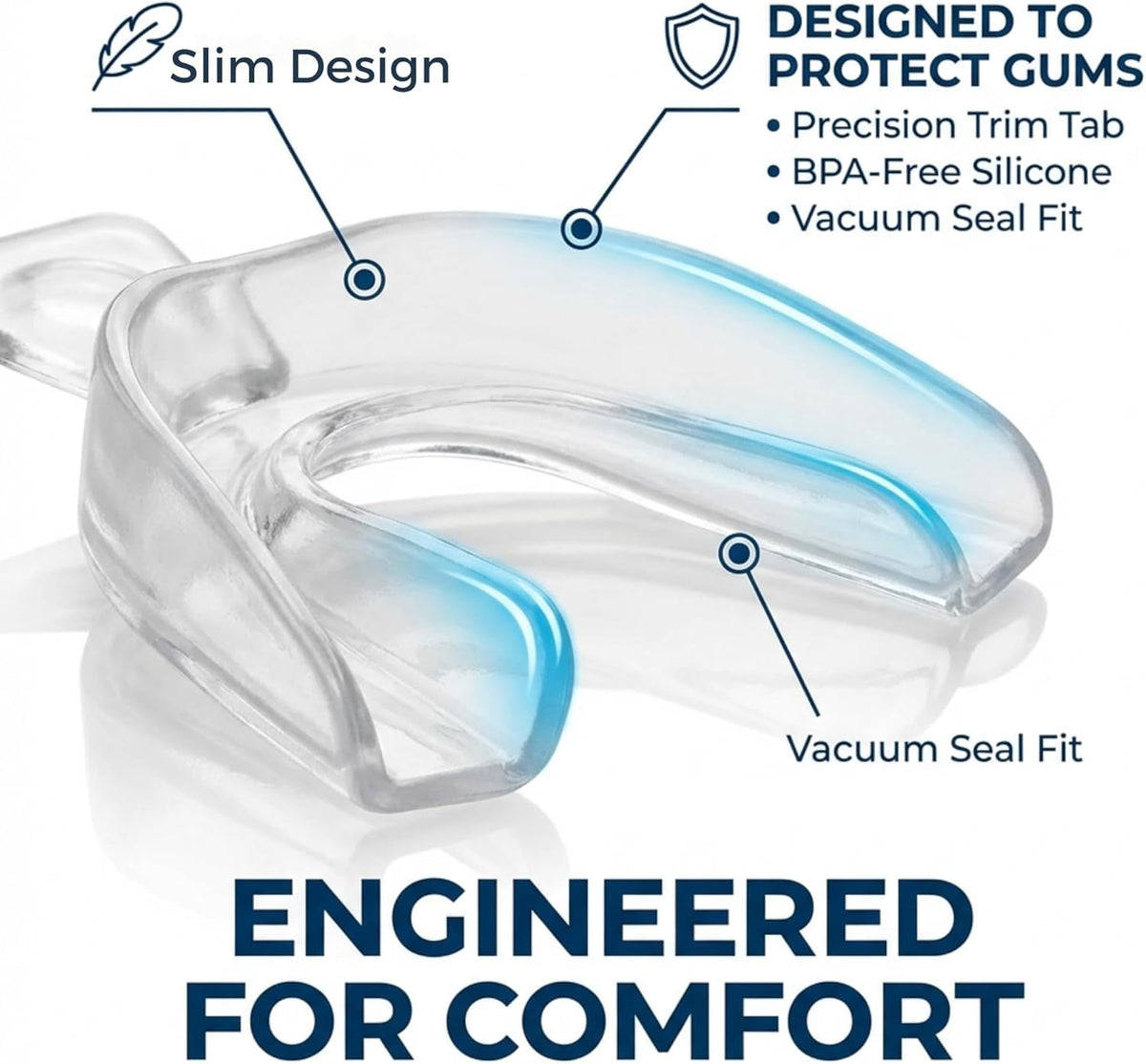 Teeth Whitening Trays for Gel 4 Pc Moldable Flexible Guards with 2 Cases