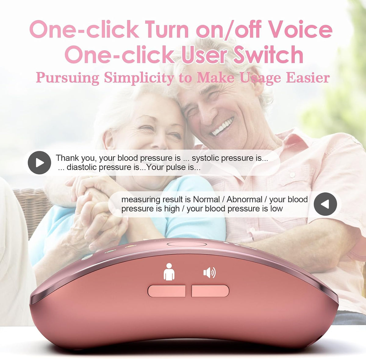 GUAEVER Wrist Blood Pressure Monitor with Curved Screen, Portable, Pink