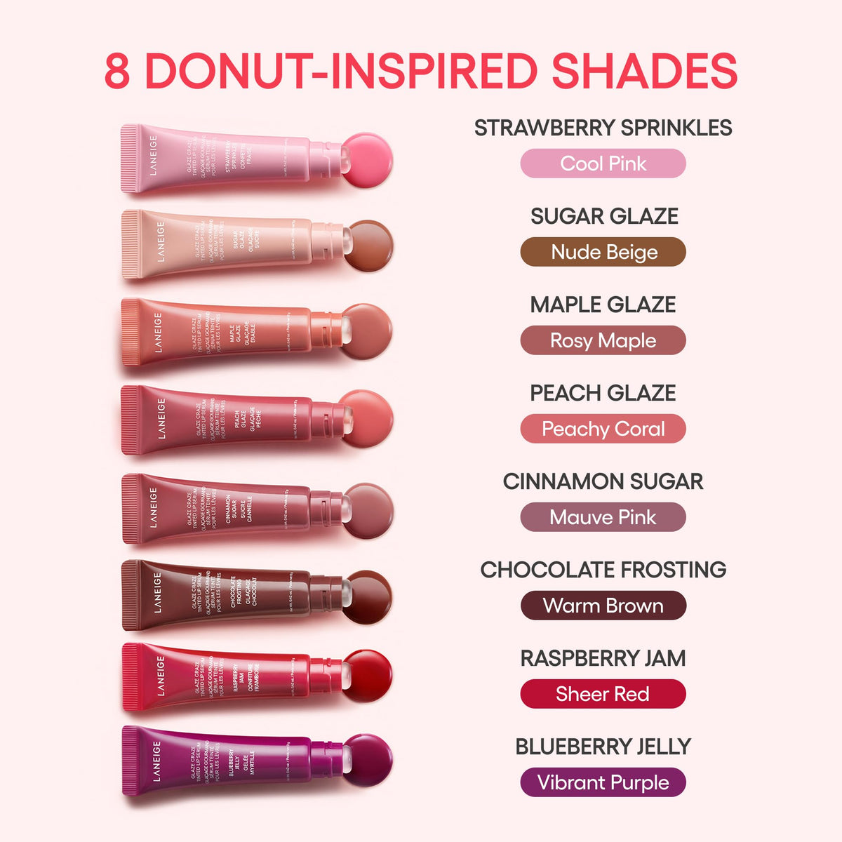 LANEIGE Glaze Craze Tinted Lip Serum: Hydrating Lip Serum for Glossy, Nourished Lips with Plumping Polypeptides