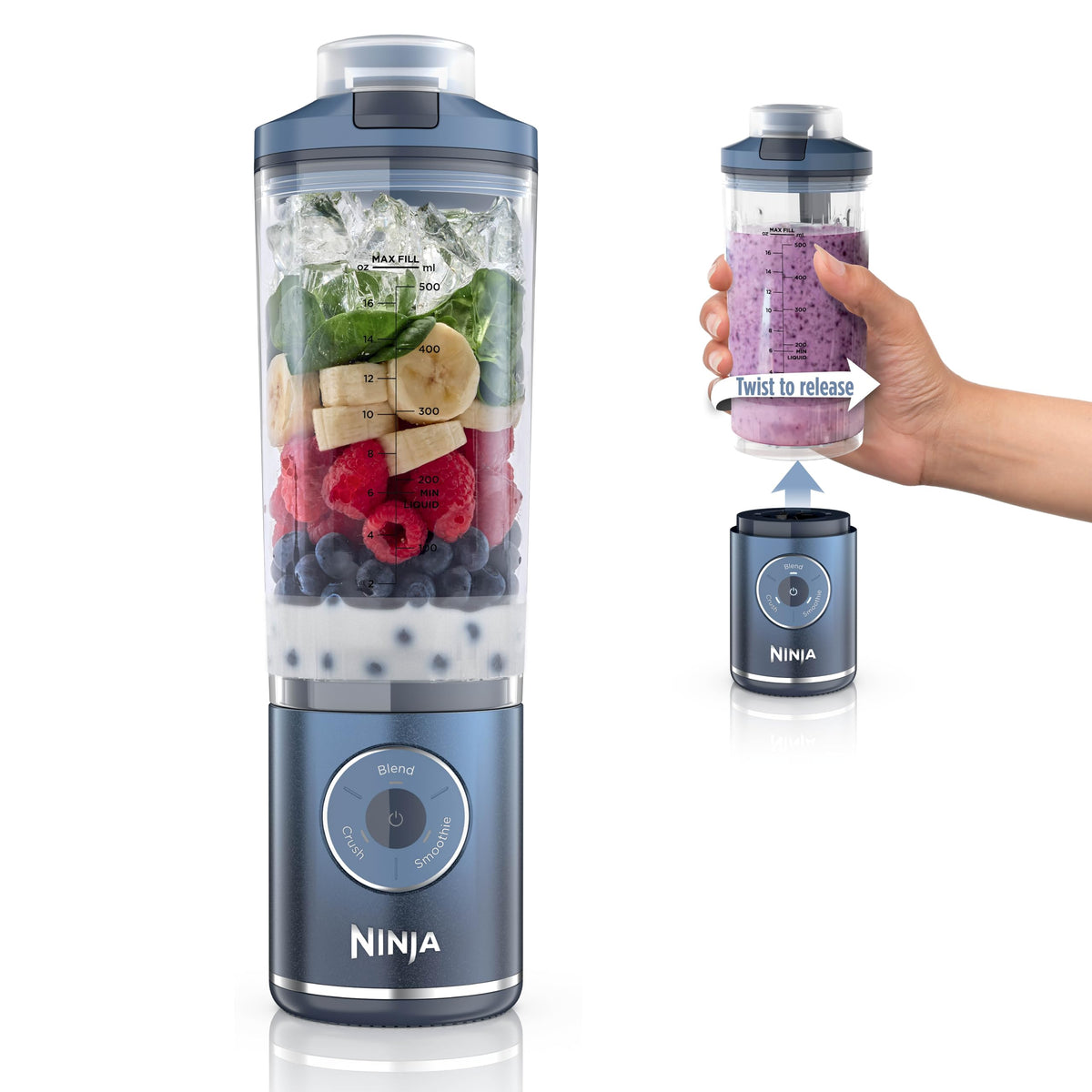 Ninja Blast Max Portable Blender, Twist & Go, 22oz, Green, BC251GN1