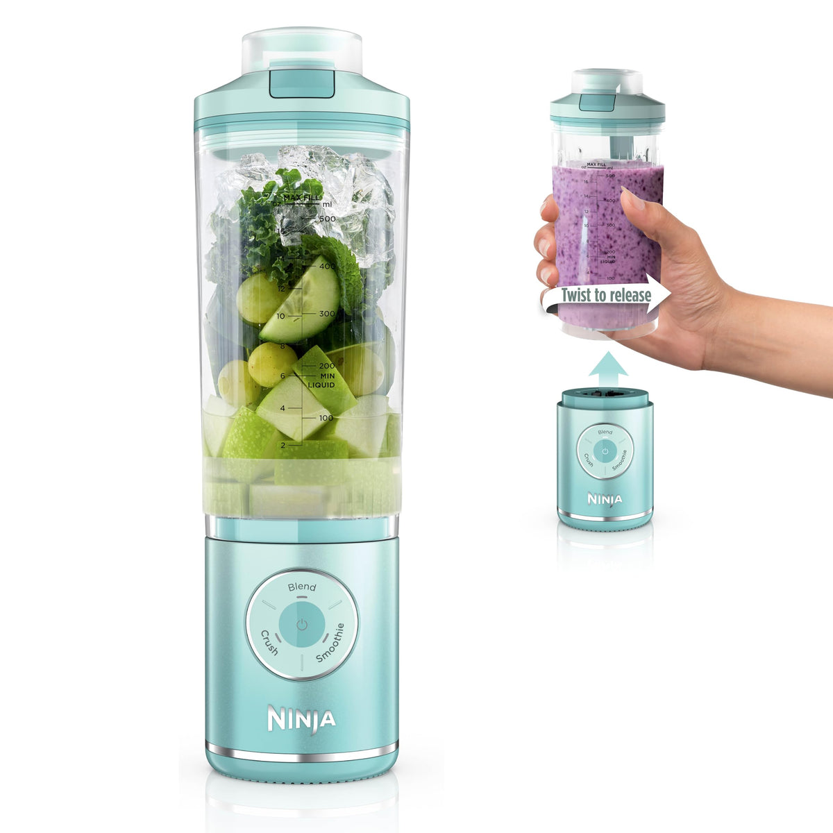 Ninja Blast Max Portable Blender, Twist & Go, 22oz, Green, BC251GN1