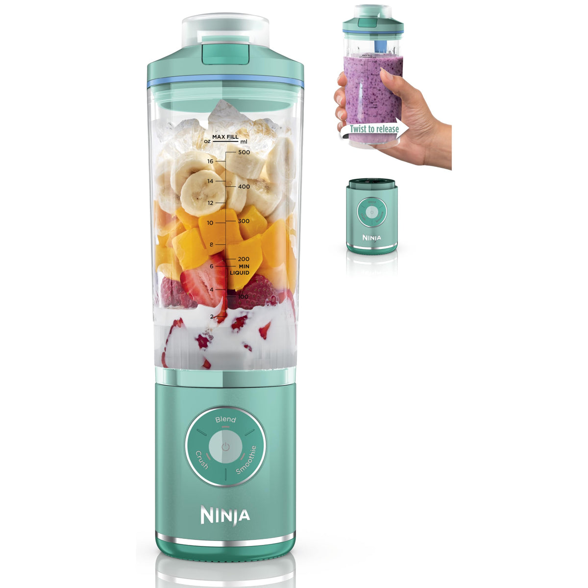 Ninja Blast Max Portable Blender, Twist & Go, 22oz, Green, BC251GN1