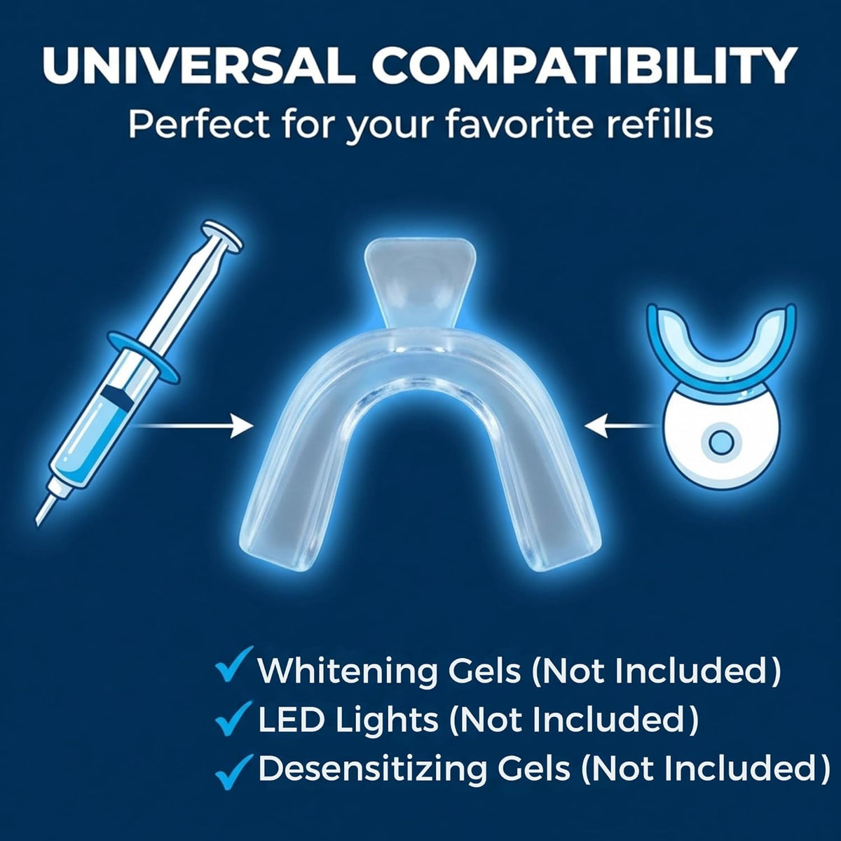 Teeth Whitening Trays for Gel 4 Pc Moldable Flexible Guards with 2 Cases