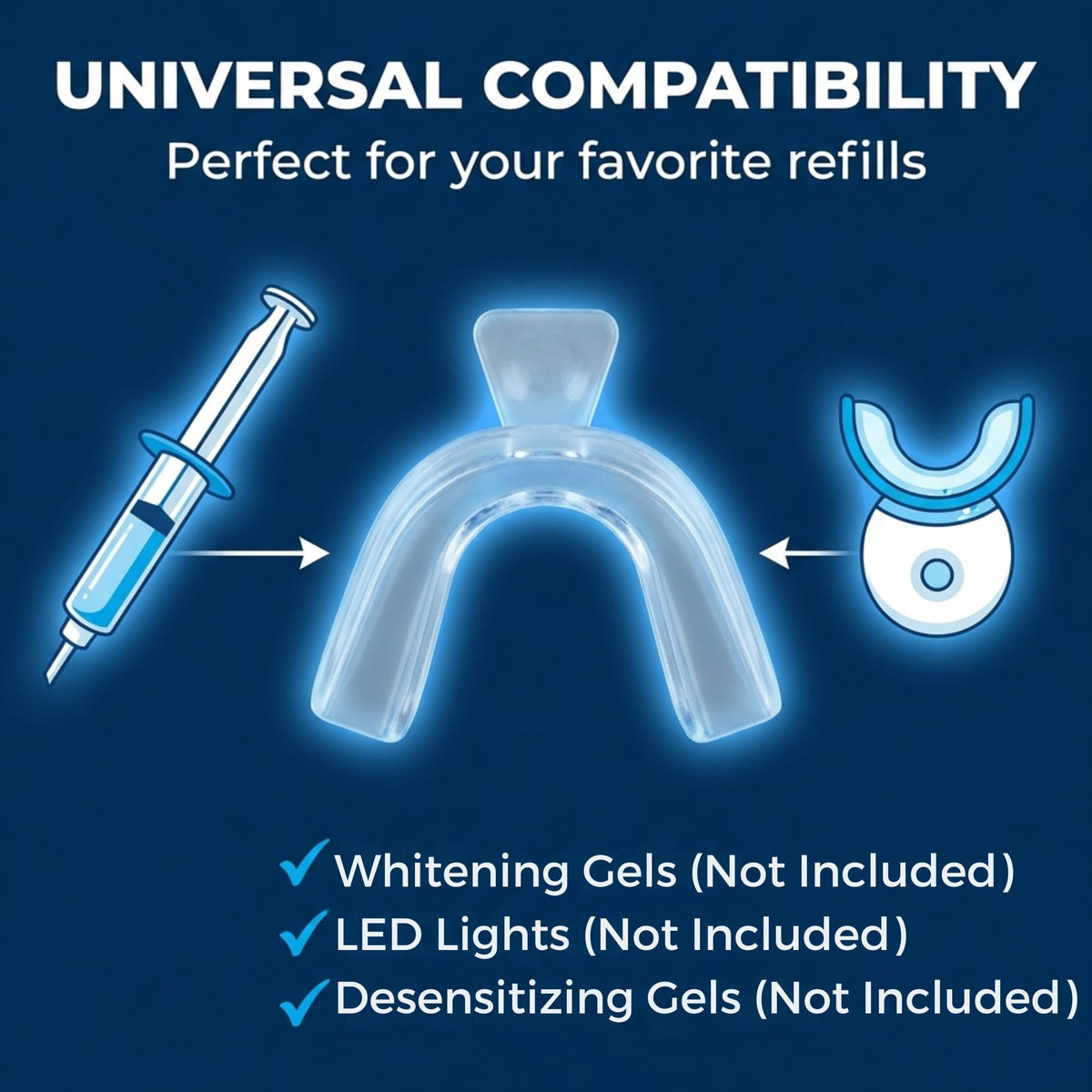 Teeth Whitening Trays for Gel 4 Pc Moldable Flexible Guards with 2 Cases