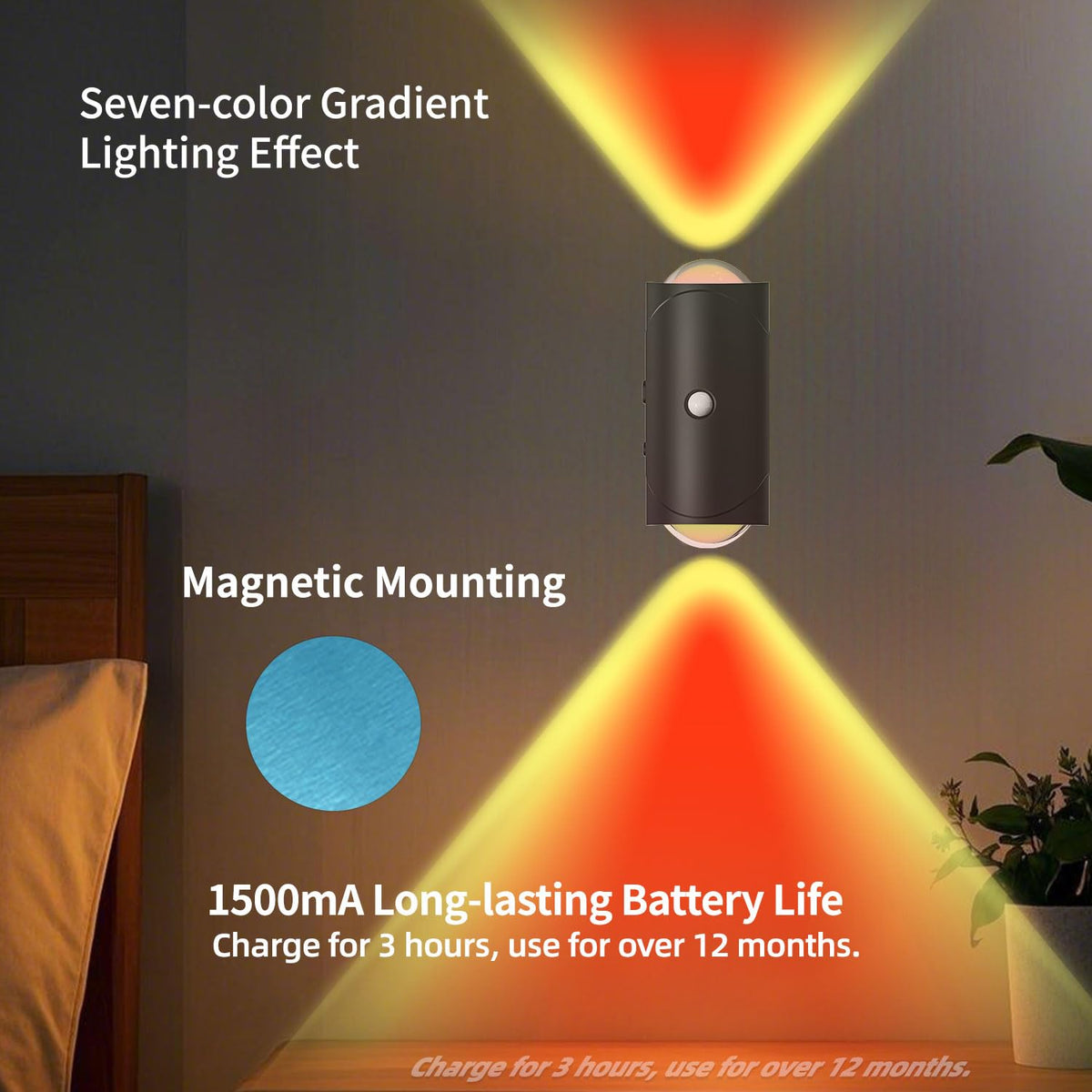 Rechargeable Motion Sensor Light Indoor, Magnetic RGB Wall Sconces 2 Pack