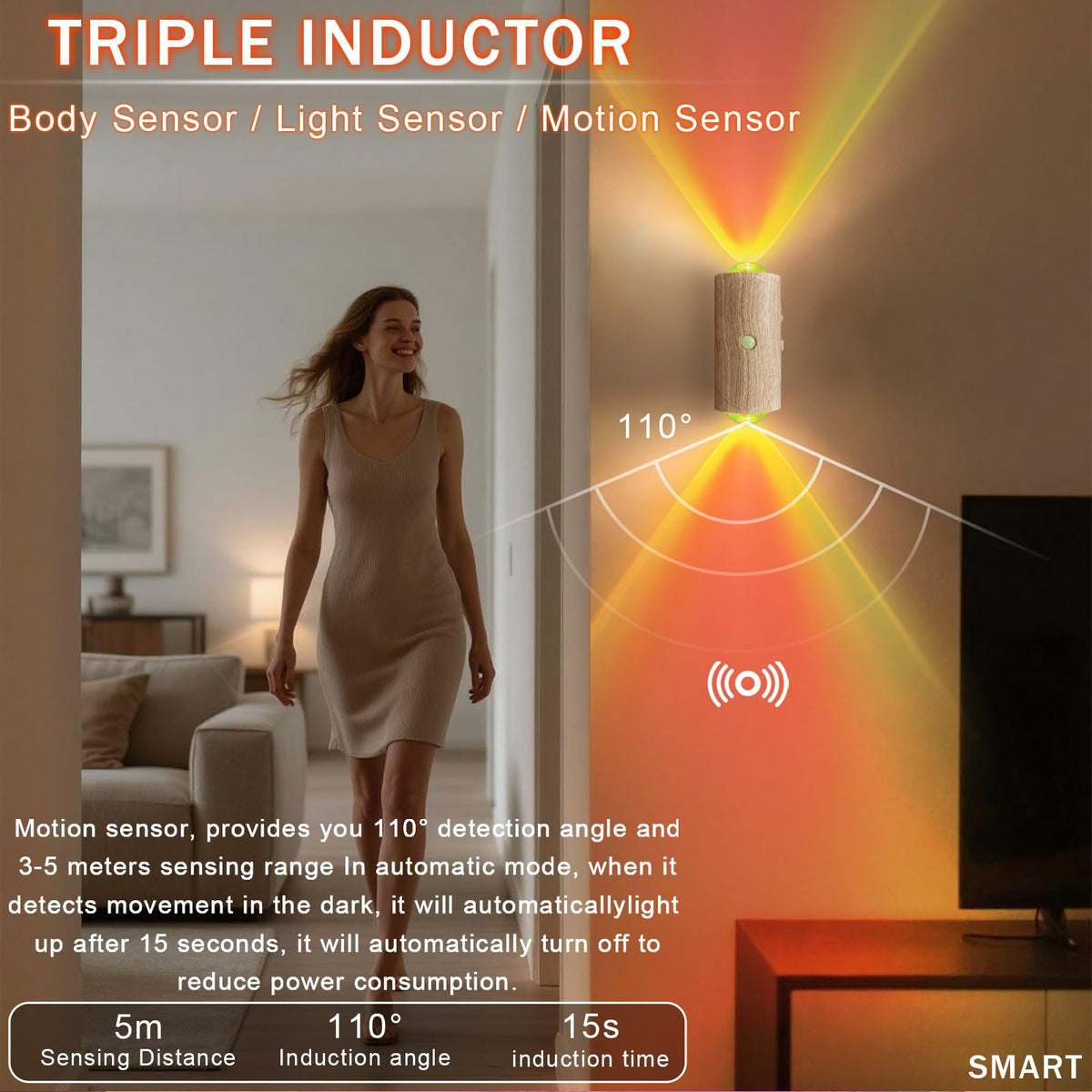 Rechargeable Motion Sensor Light Indoor, Magnetic RGB Wall Sconces 2 Pack