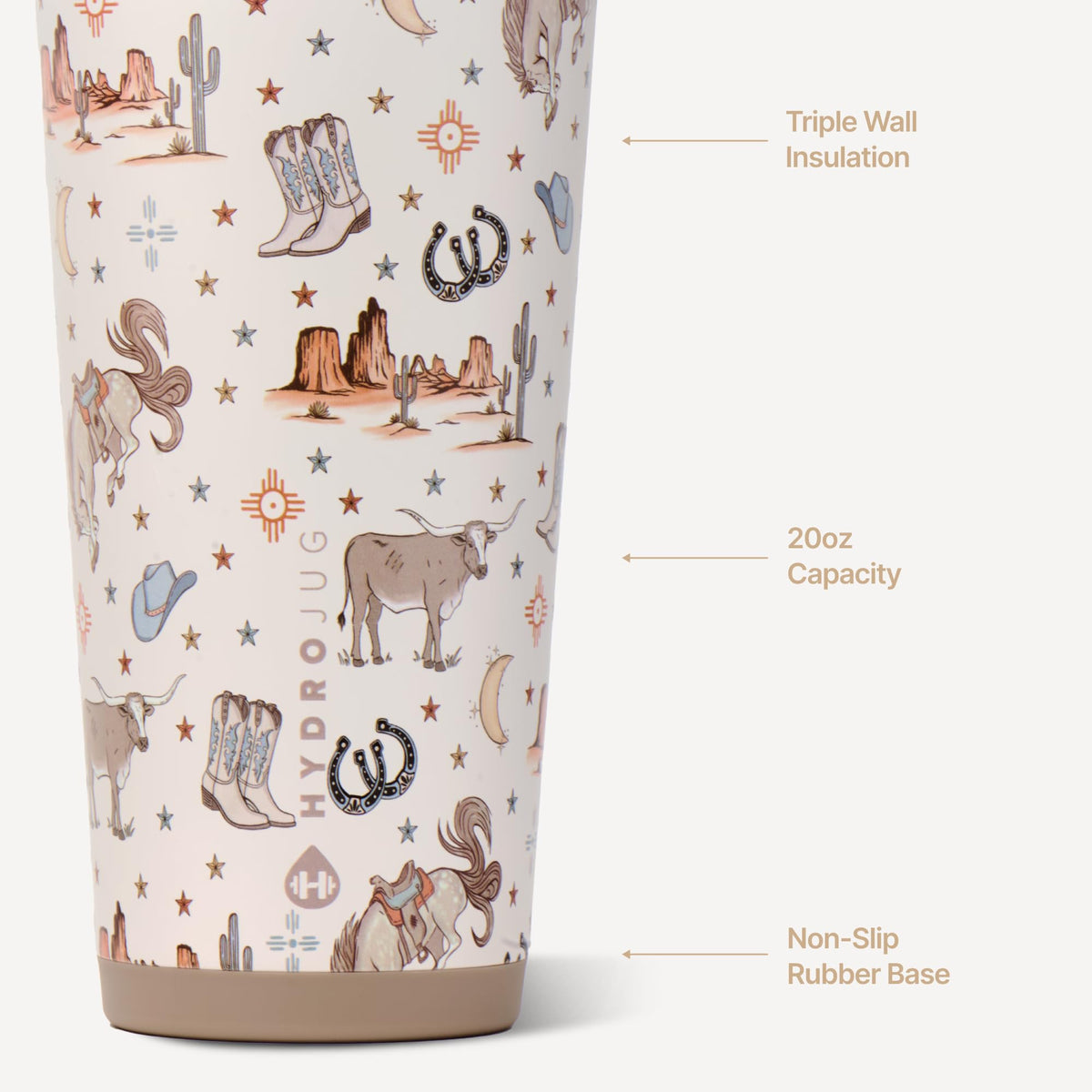HydroJug Everyday Tumbler 20 oz, Ceramic-Lined Straw Cup, Linen