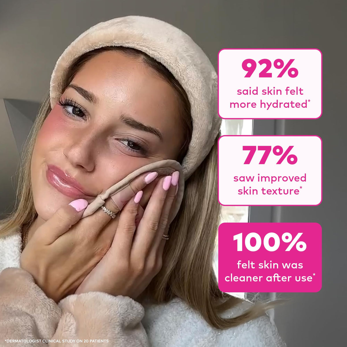 The Original MakeUp Eraser 7-Day Set, Erase All Makeup with Just Water, Including Waterproof Mascara, Eyeliner, Foundation, Lipstick, Sunscreen, and More! Original Pink, 7ct.
