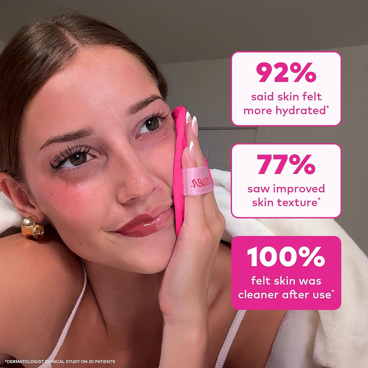 The Original MakeUp Eraser 7-Day Set, Erase All Makeup with Just Water, Including Waterproof Mascara, Eyeliner, Foundation, Lipstick, Sunscreen, and More! Original Pink, 7ct.