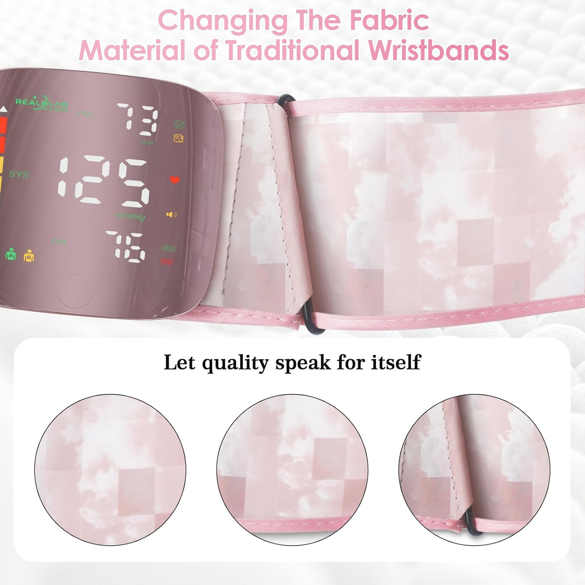 GUAEVER Wrist Blood Pressure Monitor with Curved Screen, Portable, Pink