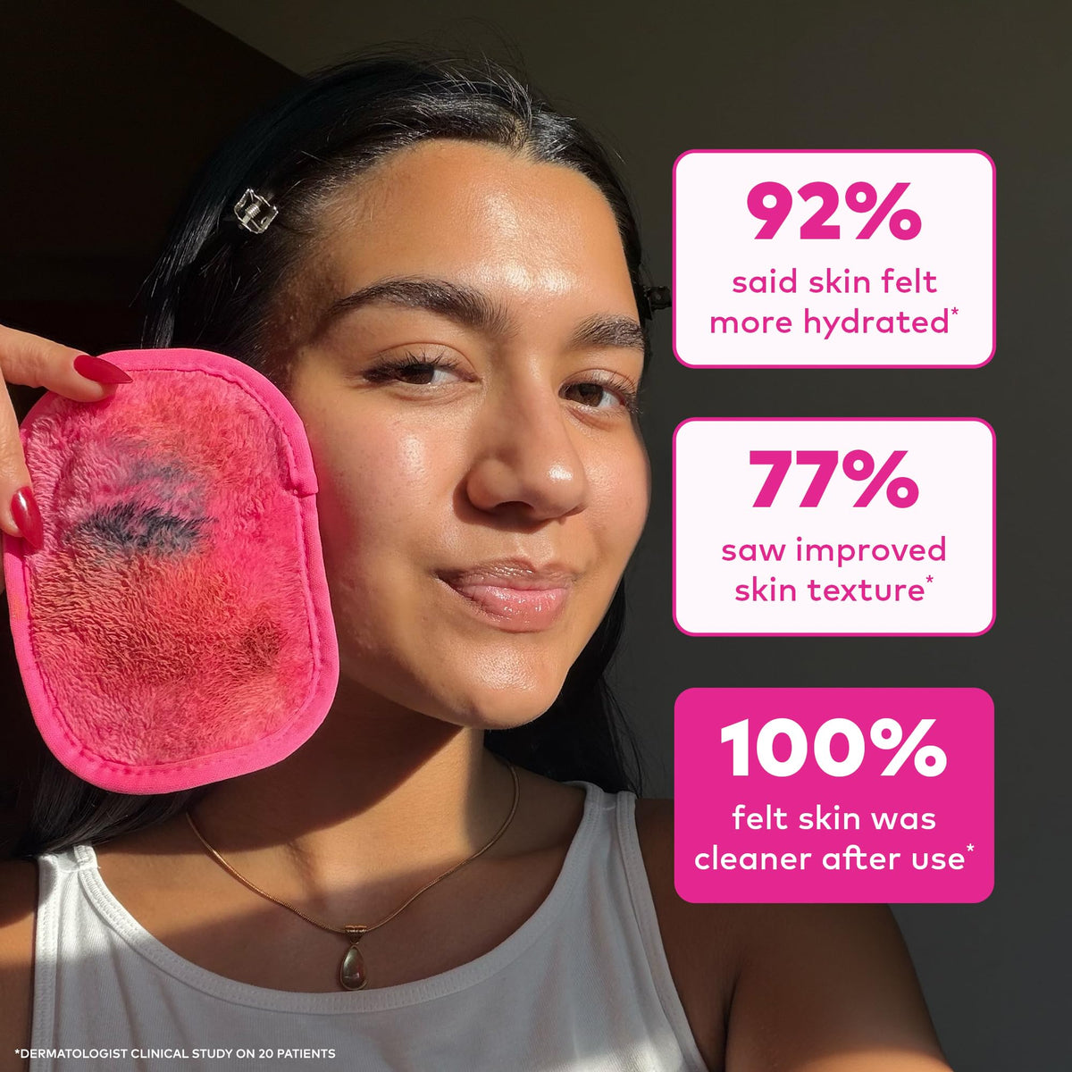 The Original MakeUp Eraser 7-Day Set, Erase All Makeup with Just Water, Including Waterproof Mascara, Eyeliner, Foundation, Lipstick, Sunscreen, and More! Original Pink, 7ct.