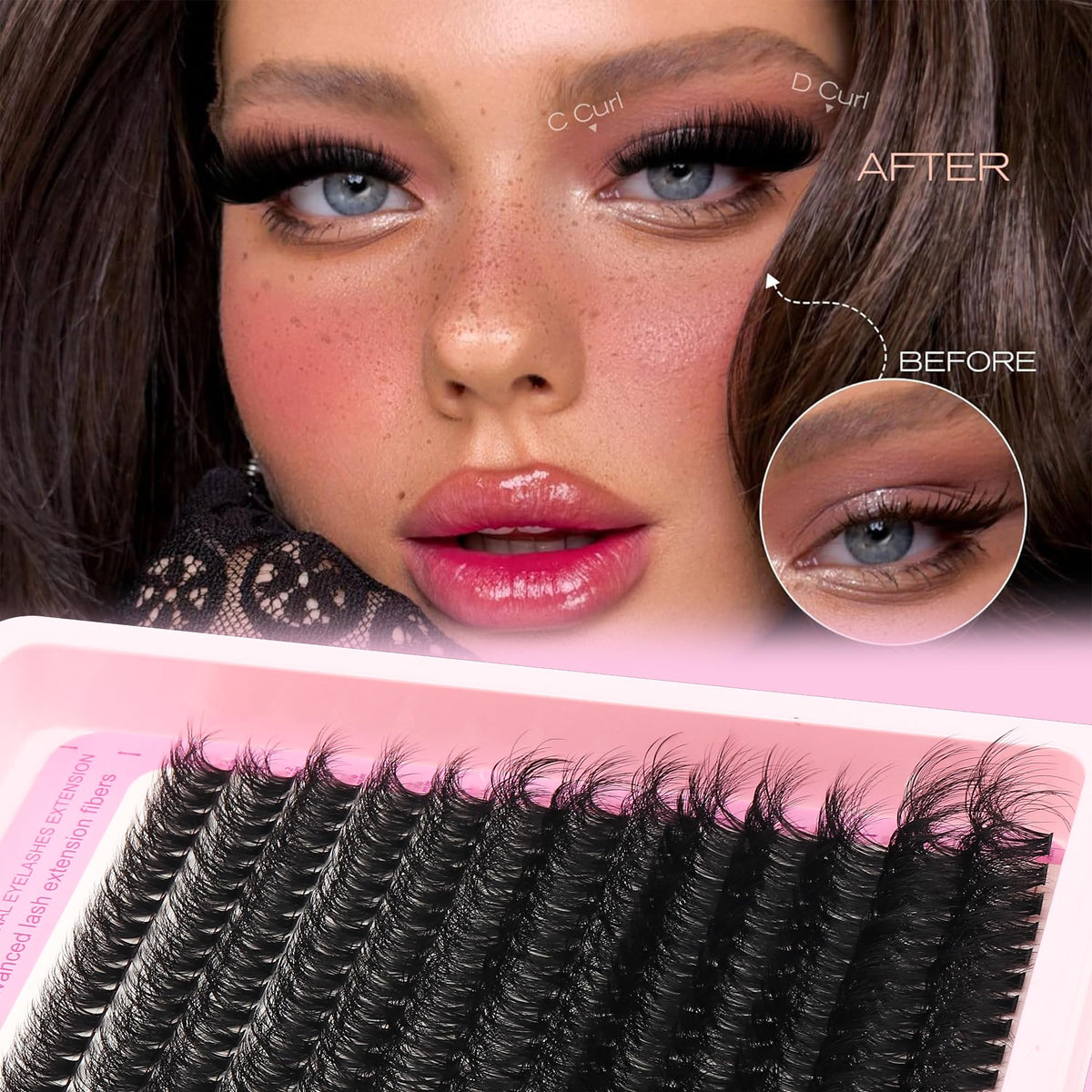 YIDUO 1846Pcs Lash Clusters Kit with Spikes+Bottom Cluster Lashes Kit Mix Styles 10-18mm Volume D Curly Wispy Soft DIY Individual Eyelash Extension Kit with Glue pestañas postizas Wholesale Large Pack