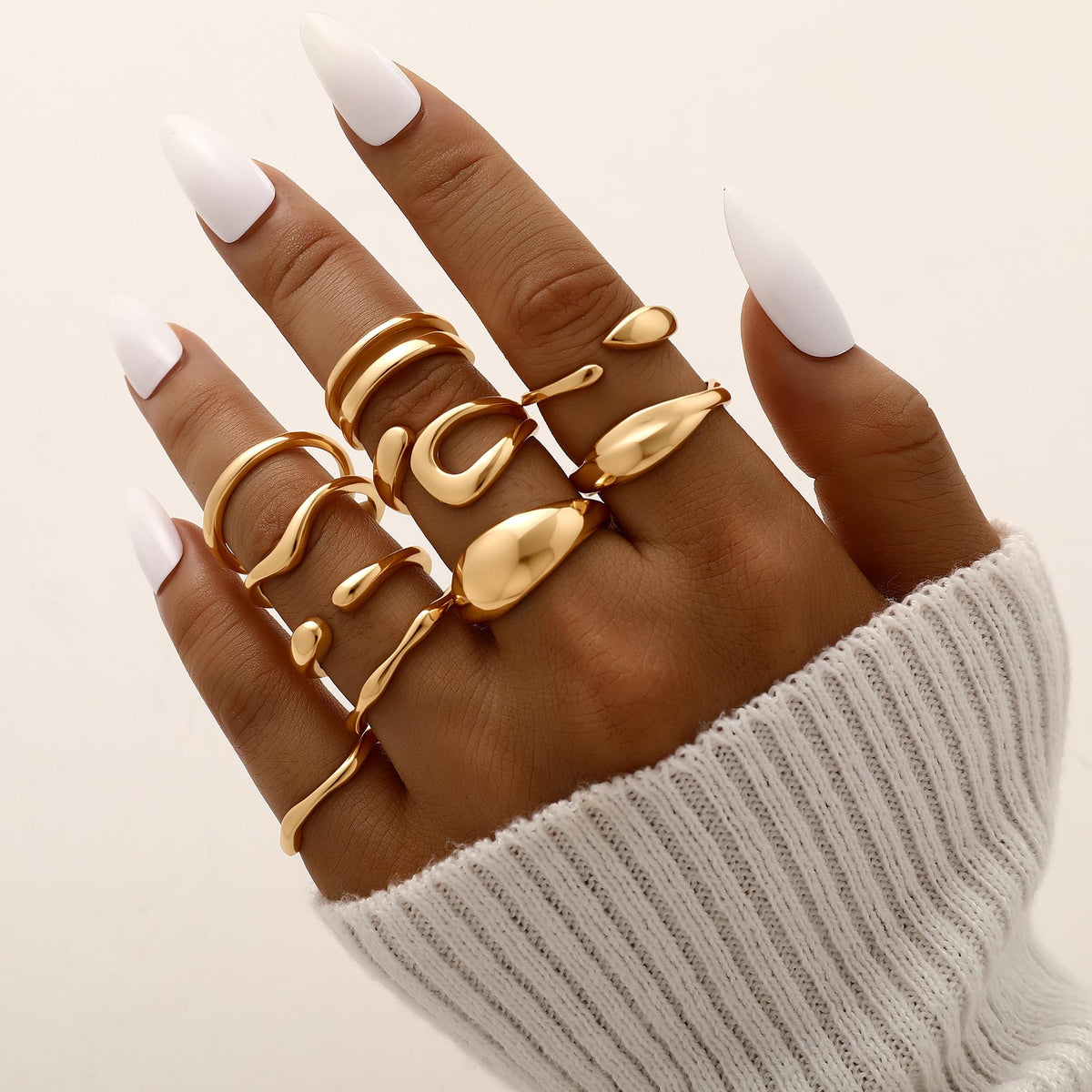 FAXHION 68 Pcs Gold Jewelry Set for Women with 7 Necklace, 17 Bracelet, 5 Hoop Earrings, 15 Stud Earrings, 24 Knuckle Rings for Women Jewelry Set for Women Gift