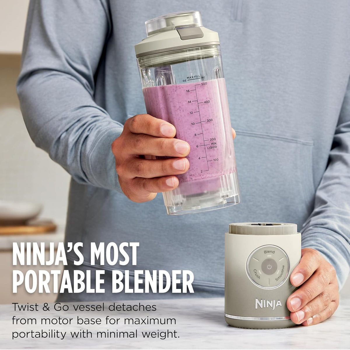 Ninja Blast Max Portable Blender, Twist & Go, 22oz, Green, BC251GN1