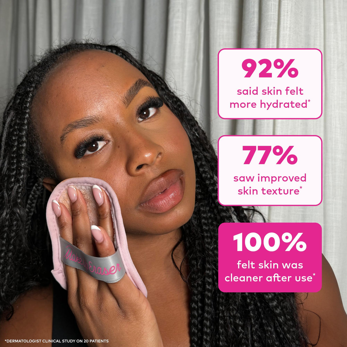 The Original MakeUp Eraser 7-Day Set, Erase All Makeup with Just Water, Including Waterproof Mascara, Eyeliner, Foundation, Lipstick, Sunscreen, and More! Original Pink, 7ct.