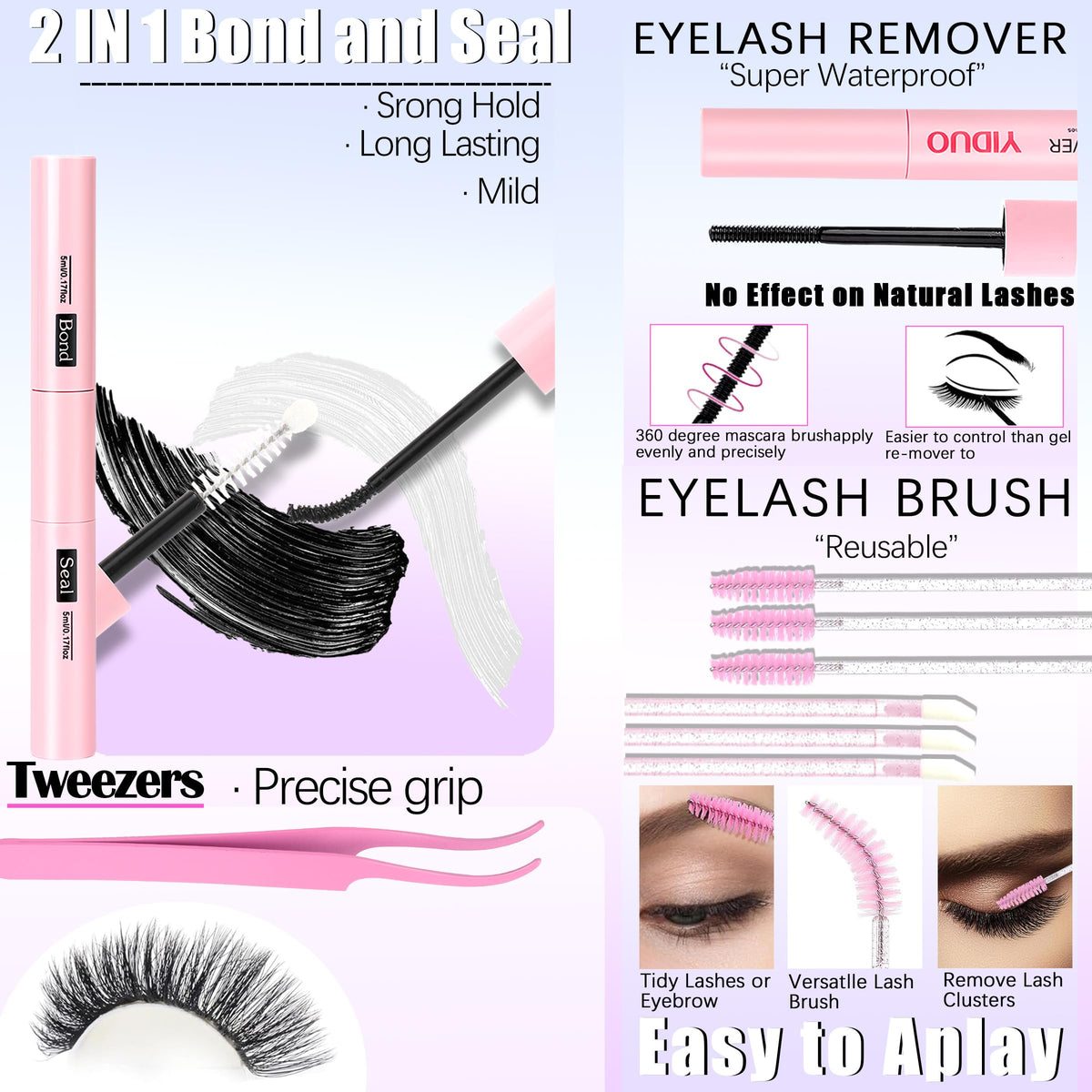 YIDUO 1846Pcs Lash Clusters Kit with Spikes+Bottom Cluster Lashes Kit Mix Styles 10-18mm Volume D Curly Wispy Soft DIY Individual Eyelash Extension Kit with Glue pestañas postizas Wholesale Large Pack
