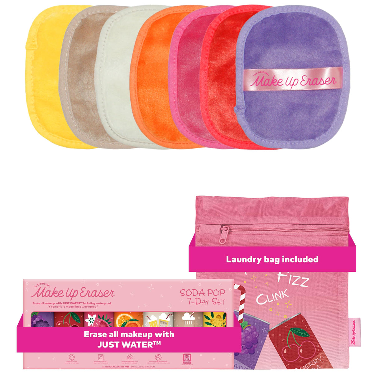 The Original MakeUp Eraser 7-Day Set, Erase All Makeup with Just Water, Including Waterproof Mascara, Eyeliner, Foundation, Lipstick, Sunscreen, and More! Original Pink, 7ct.