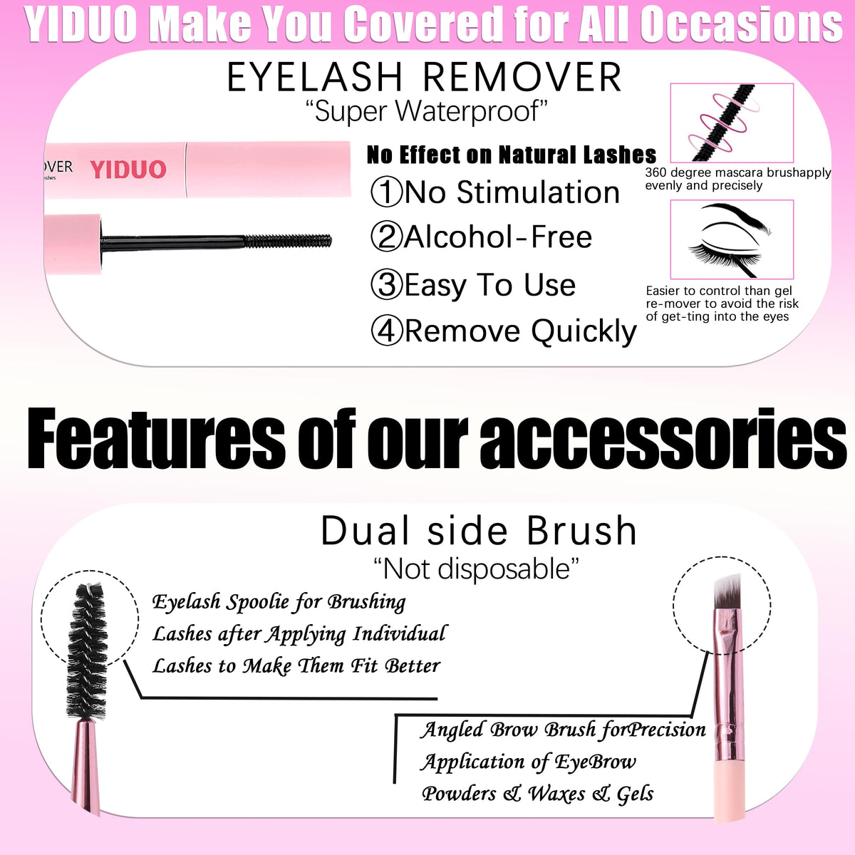 YIDUO 1846Pcs Lash Clusters Kit with Spikes+Bottom Cluster Lashes Kit Mix Styles 10-18mm Volume D Curly Wispy Soft DIY Individual Eyelash Extension Kit with Glue pestañas postizas Wholesale Large Pack