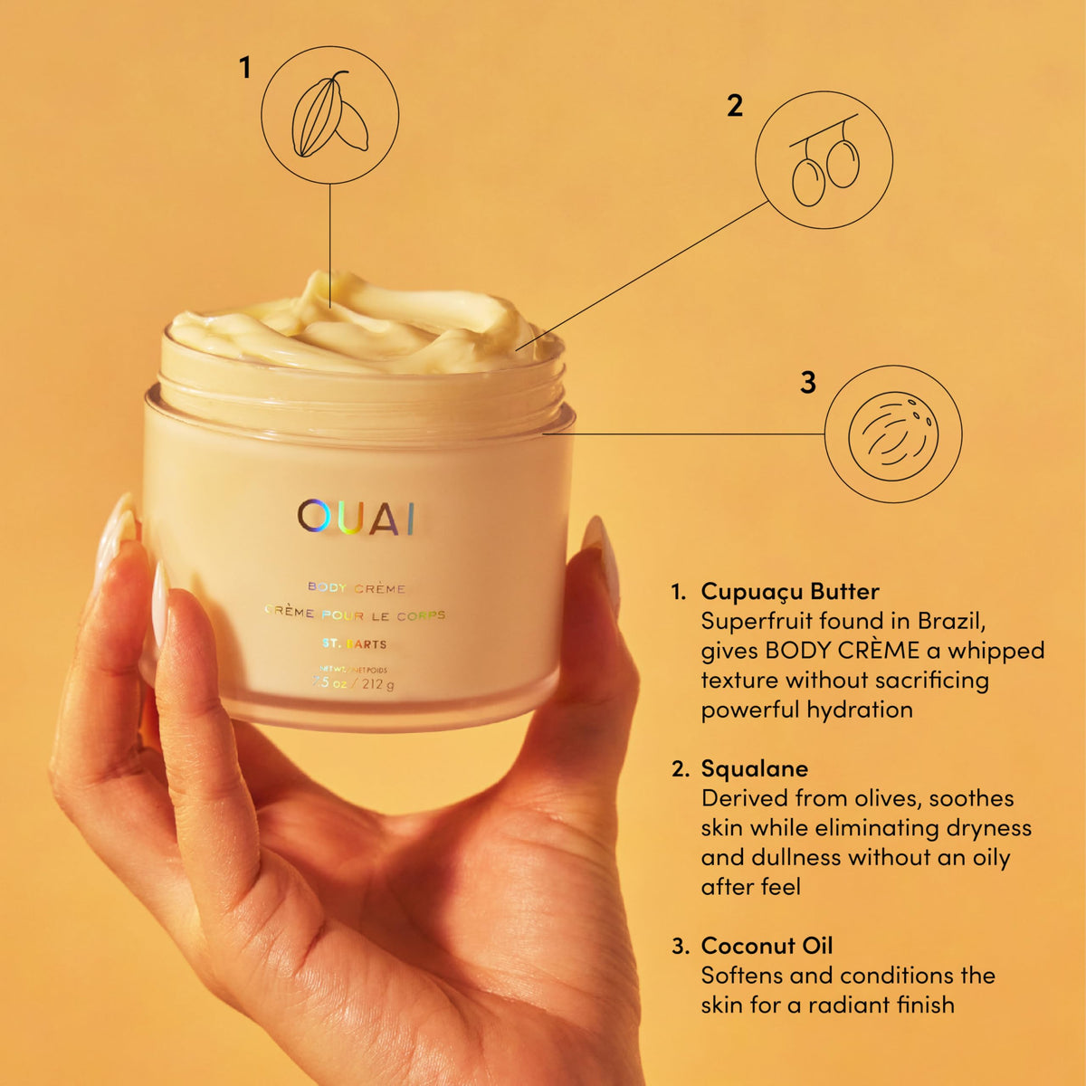 OUAI Body Cream - Hydrating Whipped Body Cream - St. Barts (7.5 oz)