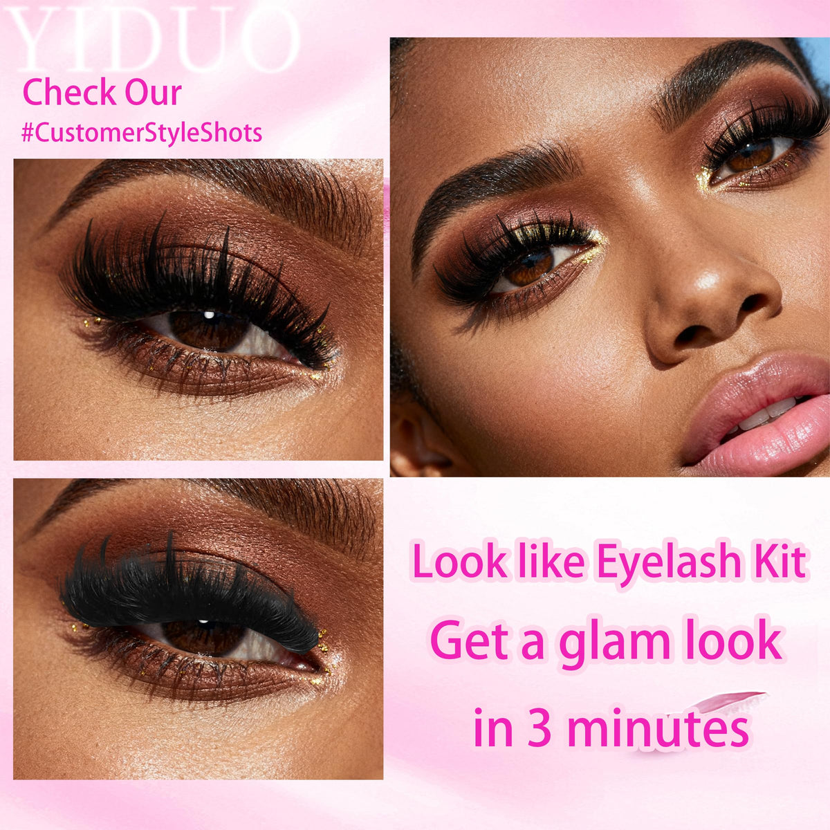 YIDUO 1846Pcs Lash Clusters Kit with Spikes+Bottom Cluster Lashes Kit Mix Styles 10-18mm Volume D Curly Wispy Soft DIY Individual Eyelash Extension Kit with Glue pestañas postizas Wholesale Large Pack